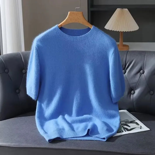 Short-sleeved cashmere sweater